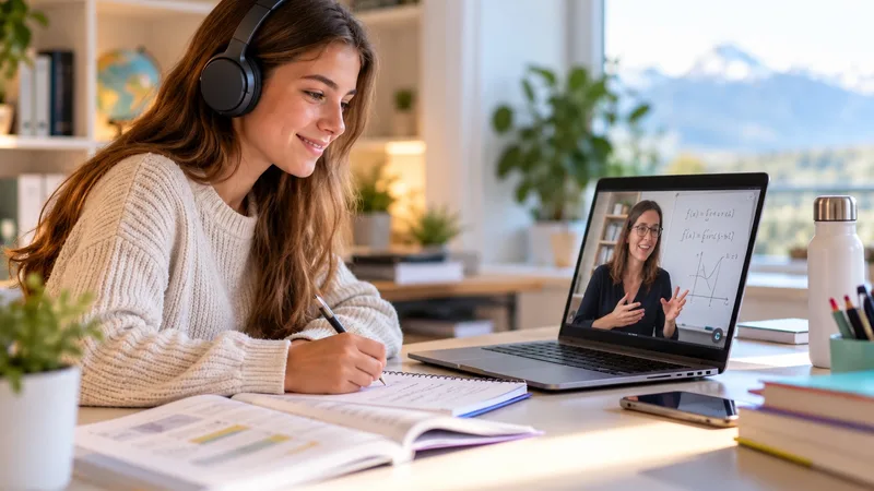 Étudiante suivant un cours de maturité suisse à distance avec NCAcademy